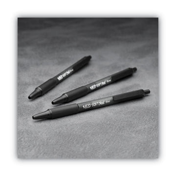 BIC® Soft Feel Ballpoint Pen, Retractable, Fine 0.8 Mm, Black Ink, Black Barrel, Dozen freeshipping - TVN Wholesale